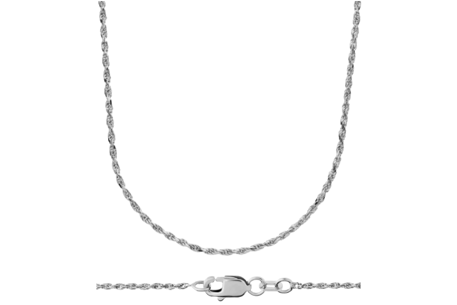 14k White Gold 20 Inch Rope Chain 1.15 mm