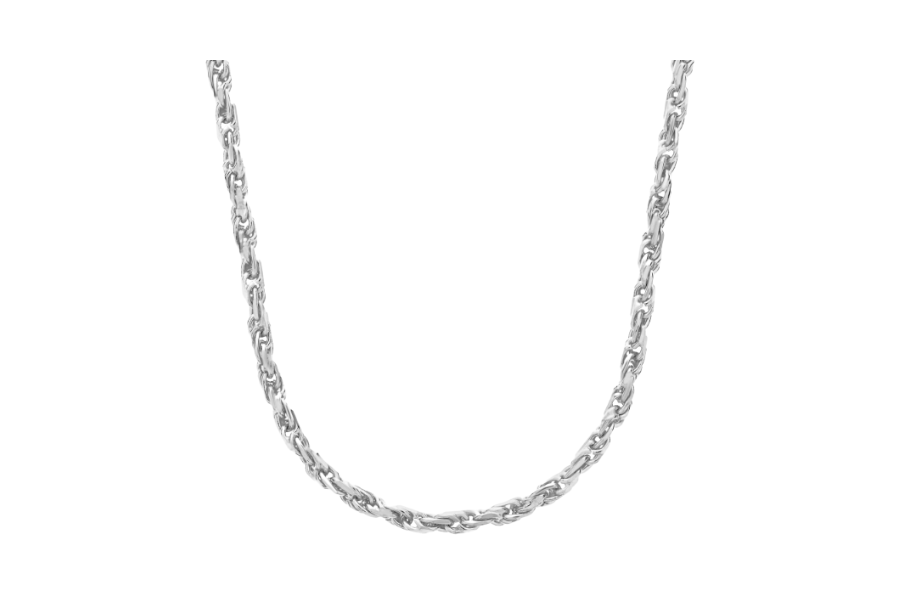 14k White Gold 24 Inch Rope Chain 1.15 mm