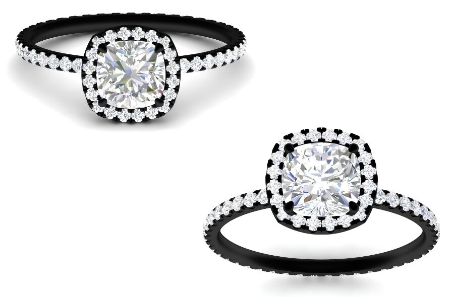 Natural Diamond Eternity Engagement Black Gold Ring
