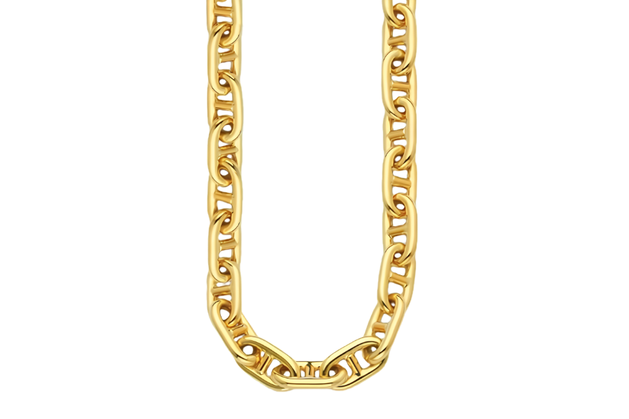 14K Yellow Gold Polished 10 mm Anchor Link Chain Necklace