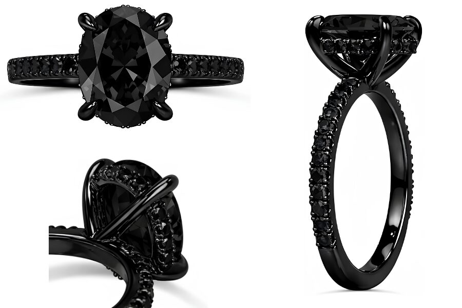 Black Diamond Black Rhodium Plated Engagement Ring