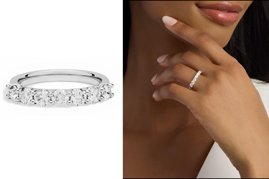 14K White Gold Seven Stone Lab Grown Diamond Ring