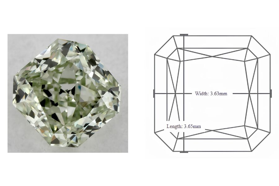 GIA 0.26 Carat Square Green Radiant Diamond