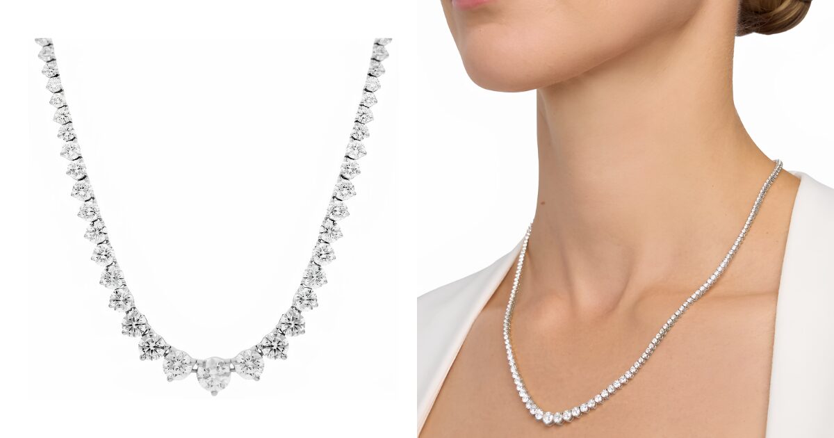 Graduated 14K White Gold Diamond Eternity Necklace