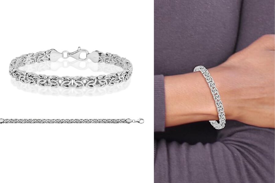14K White Gold 6mm Byzantine Chain Bracelet