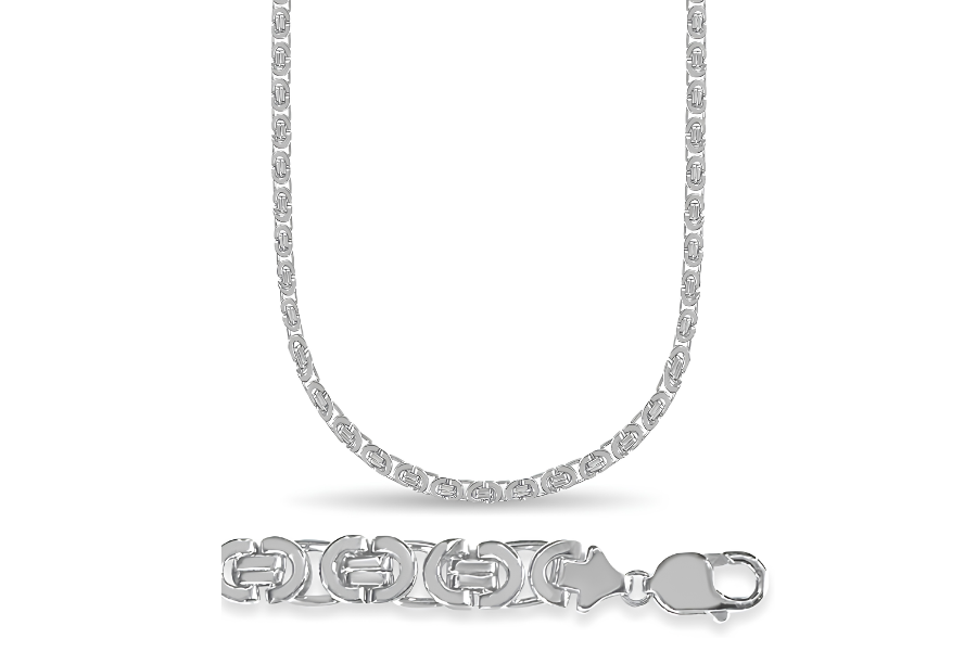 10K White Gold 11mm Flat Byzantine Necklace 22 Inches