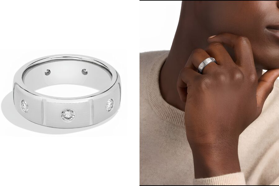 Bold Diamond Eternity Ring In 18K White Gold 7 Mm 1/2 Ct Tw