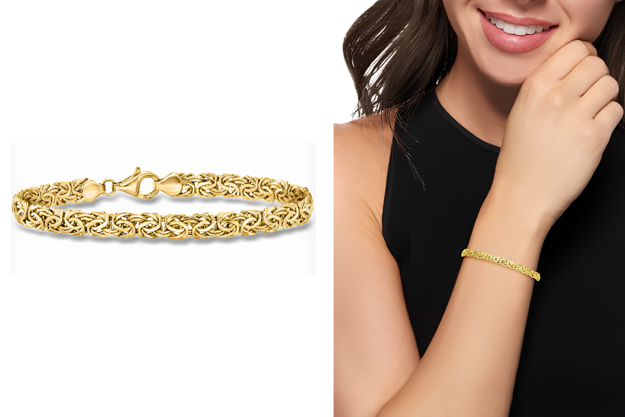 18kt Yellow Gold Byzantine Bracelet Lobster Claw
