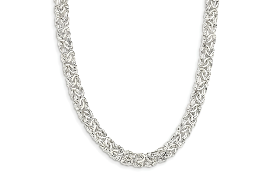 Sterling Silver Polished Byzantine Link Necklace