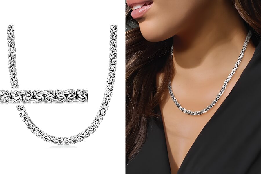 Sterling Silver Classic Byzantine Necklace