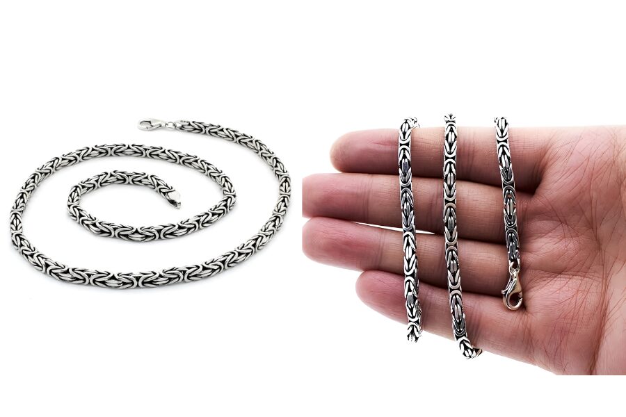 Sterling Silver Men's Byzantine Box Chain Necklace