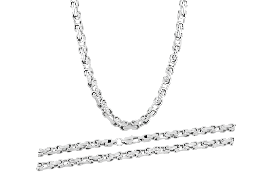 Stainless Steel Byzantine Chain Necklace 24 Inches