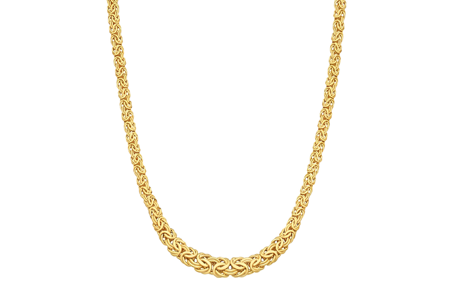 14K Yellow Gold Byzantine Chain Necklace Graduated