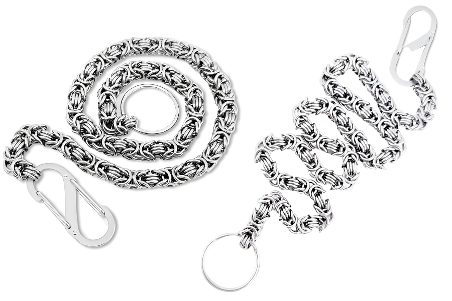 Stainless Steel Mens Wallet Byzantine Chain