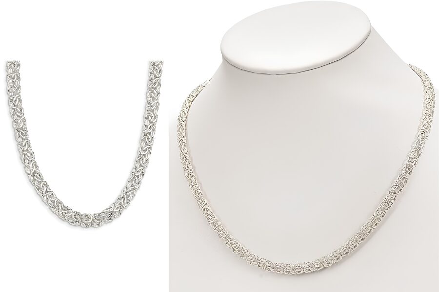 Sterling Silver Byzantine Link Necklace Chain 20 Inches