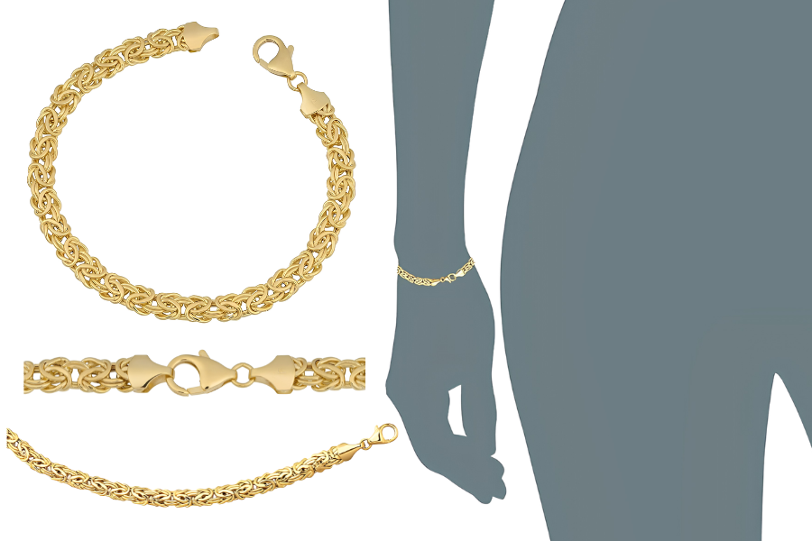 14K Yellow Gold Byzantine Chain Bracelet 6mm