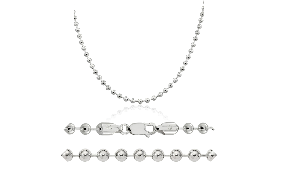 925 Sterling Silver 5 mm Ball Chain Necklace