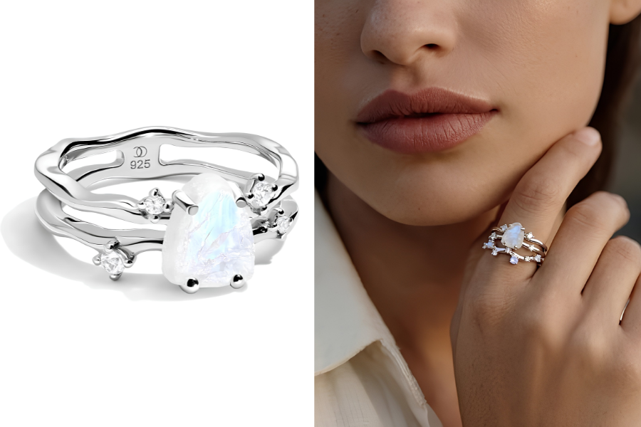Moon Magic Real Moonstone Sterling Silver Ring