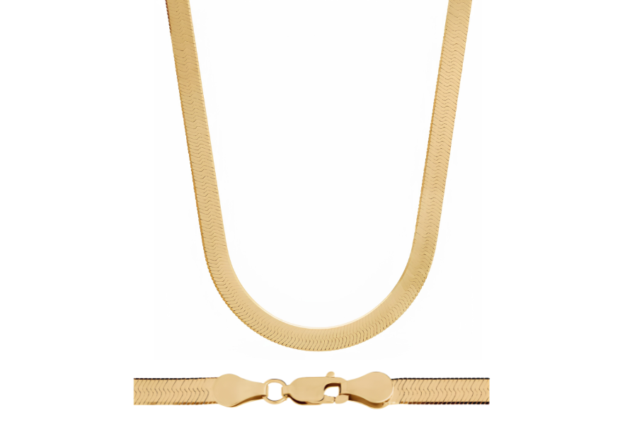 20 Inches Herringbone Chain In 14K Yellow Gold 4mm