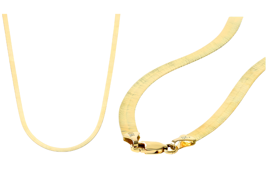 14K Yellow Gold 5.1mm Herringbone Chain Necklace