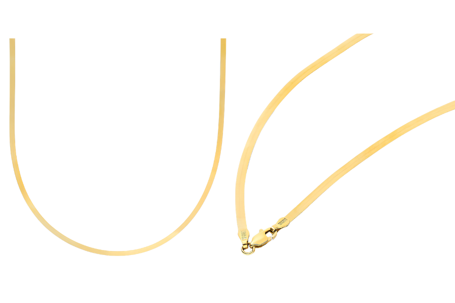 14K Yellow Gold 2.7mm Herringbone Chain Necklace