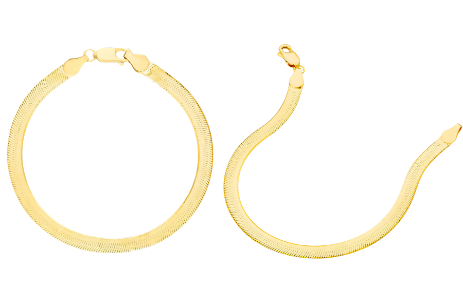 Herringbone Chain Bracelet In 14K Yellow Gold